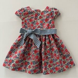 Ralph Lauren 9 Months Baby Girl Floral Dress Striped Bow Party Spring Summer